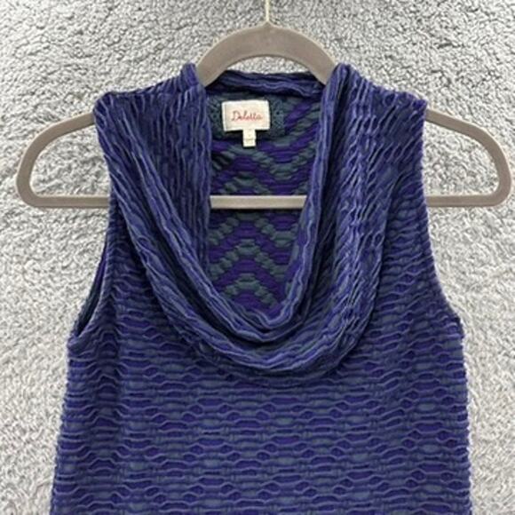 Anthropologie Deletta Small Tank Top Cowell Neck Green Blue Stretchy Casual - Picture 2 of 8